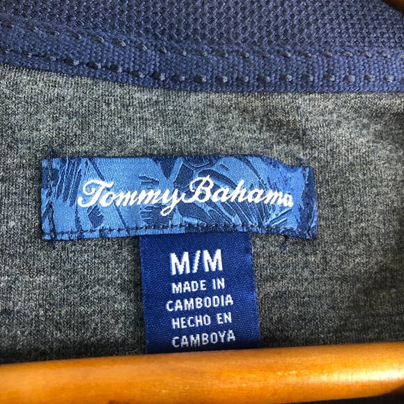 Tommy Bahama Shirt Mens Medium Navy Waffle Knit Long Sleeve Crewneck Marlin Logo - Picture 2 of 9